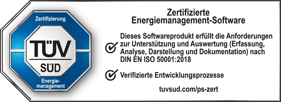 TÜV SÜD zertifizierte Energiemanagement-Software nach DIN EN ISO 50001:2018